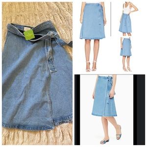 Kate Spade Women's Blue Vintage Denim Wrap Skirt.